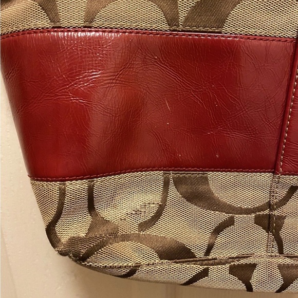 Coach Red and Brown Signature Tote - Picture 2 of 16